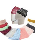 Nazneen Stretchable Floral Net Lace Under Hijab/Scarf Tube Cap (Assorted Colour, Pack of 6)