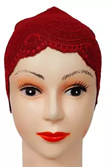 Nazneen Stretchable Floral Net Lace Under Hijab/Scarf Tube Cap (Assorted Colour, Pack of 6)