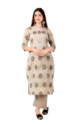 womens pure cotton printed straight kurti And palazzo set 1