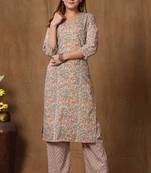 womens pure cotton printed straight kurti And palazzo set