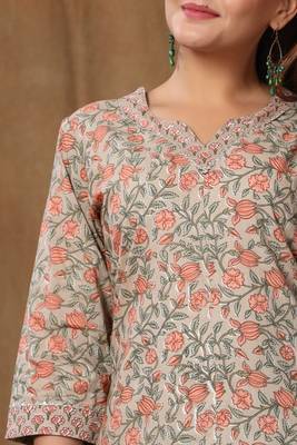 womens pure cotton printed straight kurti And palazzo set 4