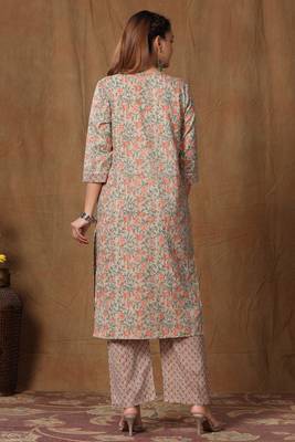 womens pure cotton printed straight kurti And palazzo set 5