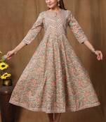 Womens Floral Print Ankle Length Anarkali Kurti