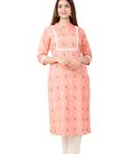 Women Straight Animal Print Jaipuri Knee Length Kurta