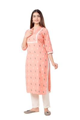 Women Straight Animal Print Jaipuri Knee Length Kurta 2