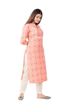 Women Straight Animal Print Jaipuri Knee Length Kurta 4
