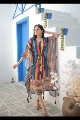 Multicolor digital print art silk salwar 2