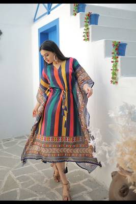 Multicolor digital print art silk salwar 4