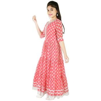 Aura Girls Pink faux Georgette Gown Dresskids-frocks 3