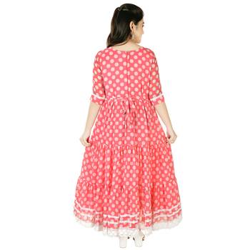 Aura Girls Pink faux Georgette Gown Dresskids-frocks 4