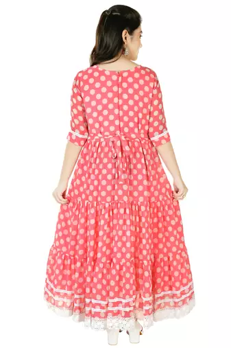Aura Girls Pink faux Georgette Gown Dresskids-frocks
