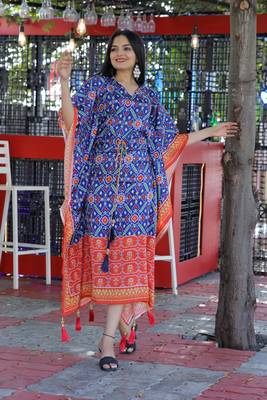 Blue digital print art silk salwar 1