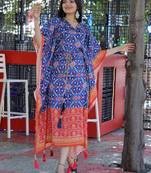 Blue digital print art silk salwar