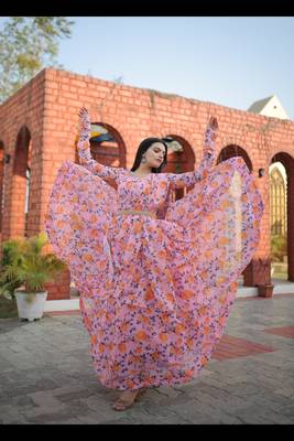 Pink floral print faux georgette salwar 2