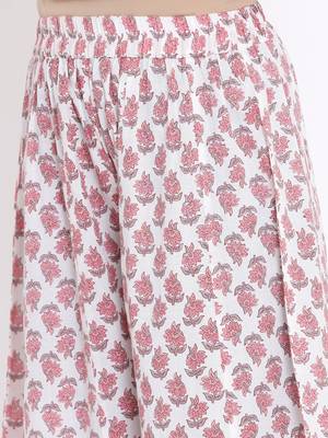 Womens Cotton Straight Floral Print Kurta Palazzo Set 2