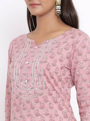 Womens Cotton Straight Floral Print Kurta Palazzo Set 5