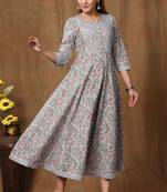 Womens Floral Print Ankle Length Anarkali Kurti
