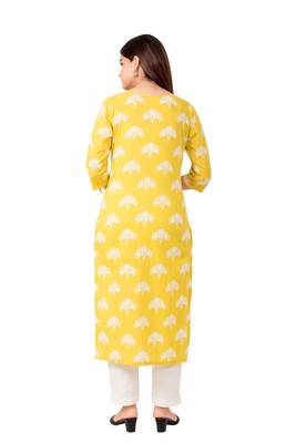 Womens Straight Floral Jaipuri Print Knee Length Kurta 2