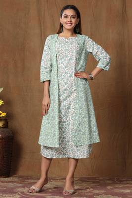 Womens Anarkali Jaipuri Floral Print Long Kurti 1