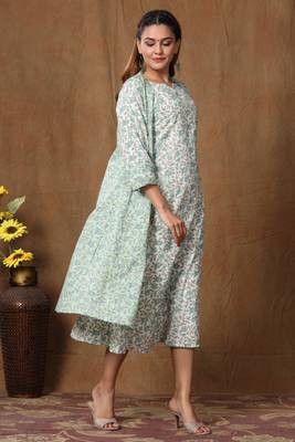 Womens Anarkali Jaipuri Floral Print Long Kurti 2
