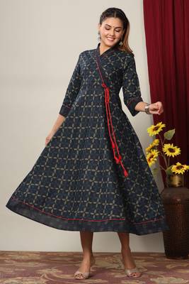 Women Floral Print Ankle Length Anarkali Kurti 1