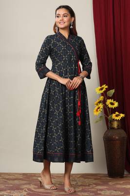 Women Floral Print Ankle Length Anarkali Kurti 2