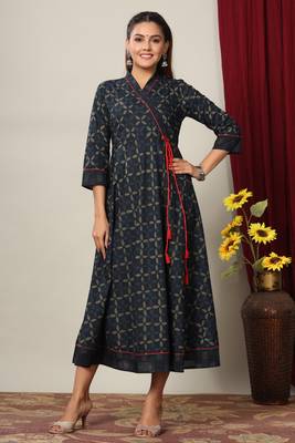Women Floral Print Ankle Length Anarkali Kurti 6