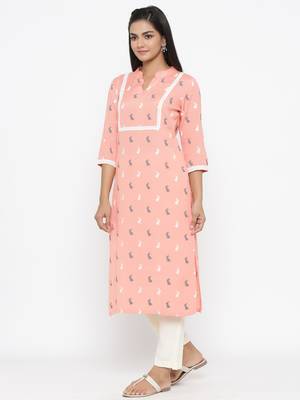 Women's Cotton Flex & Cotton Slub Animal Print Straight Kurta Pant Set 3