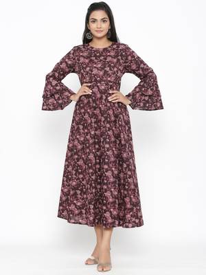 Women's Cotton Floral & Gold Print Anarkali Kurta 1