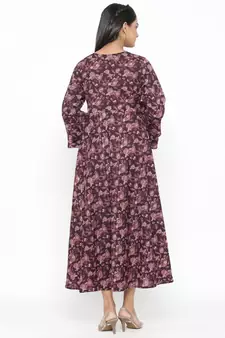Women's Cotton Floral & Gold Print Anarkali Kurta