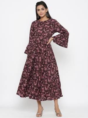 Women's Cotton Floral & Gold Print Anarkali Kurta 3