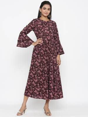 Women's Cotton Floral & Gold Print Anarkali Kurta 4