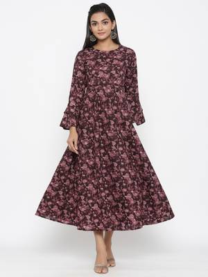Women's Cotton Floral & Gold Print Anarkali Kurta 5