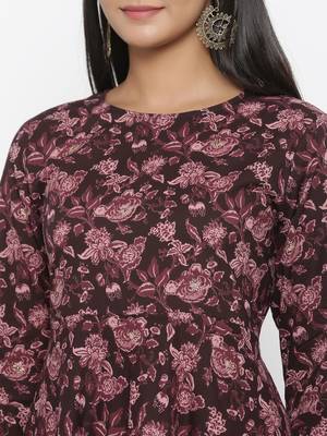 Women's Cotton Floral & Gold Print Anarkali Kurta 6
