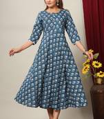 Women's Cotton Floral Print Anarkali Kurta