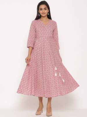 Women's Pure Cotton Floral Print Long Anarkali Kurta 1