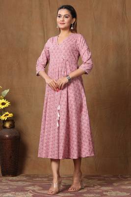 Women's Pure Cotton Floral Print Long Anarkali Kurta 2