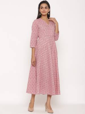 Women's Pure Cotton Floral Print Long Anarkali Kurta 3