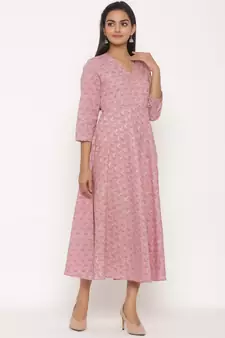 Women's Pure Cotton Floral Print Long Anarkali Kurta