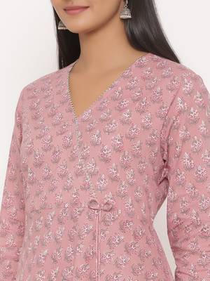 Women's Pure Cotton Floral Print Long Anarkali Kurta 5