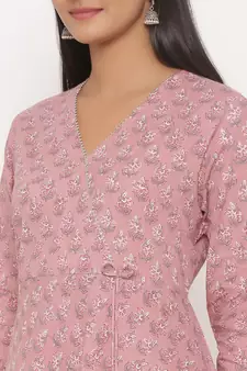 Women's Pure Cotton Floral Print Long Anarkali Kurta