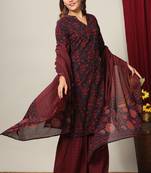 Women's Cotton Floral Print Straight Kurta Sharara Dupatta Set