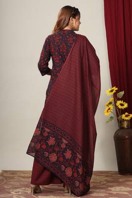 Women's Cotton Floral Print Straight Kurta Sharara Dupatta Set 6