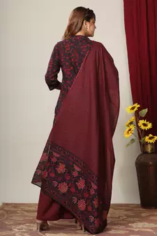 Women's Cotton Floral Print Straight Kurta Sharara Dupatta Set