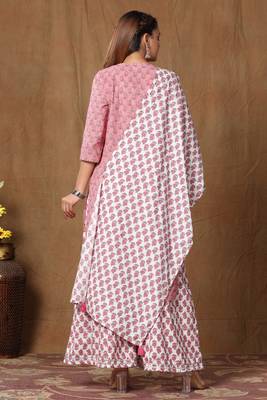 Women's Cotton Kurta With Palazzo & Dupatta Set 5