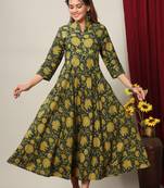 Pure Cotton Floral Printed Anarkali Kurta for Women