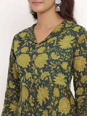 Pure Cotton Floral Printed Anarkali Kurta for Women 4