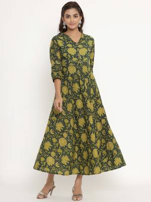 Pure Cotton Floral Printed Anarkali Kurta for Women 5