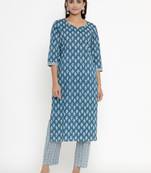 womens pure cotton printed straight kurta palazzo set