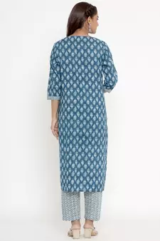 womens pure cotton printed straight kurta palazzo set